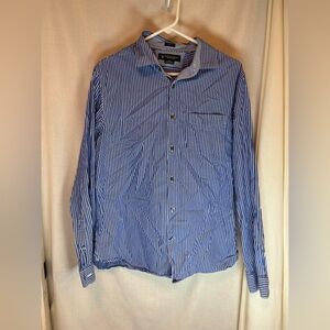 American Eagle Long sleeve Button Up Shirt Men’s L Blue White striped Slim Fit